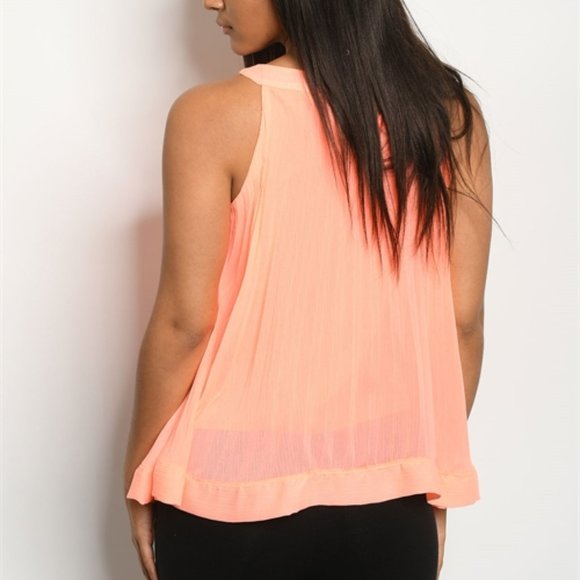 Coral Sleeveless Halter top - Picture 3 of 3